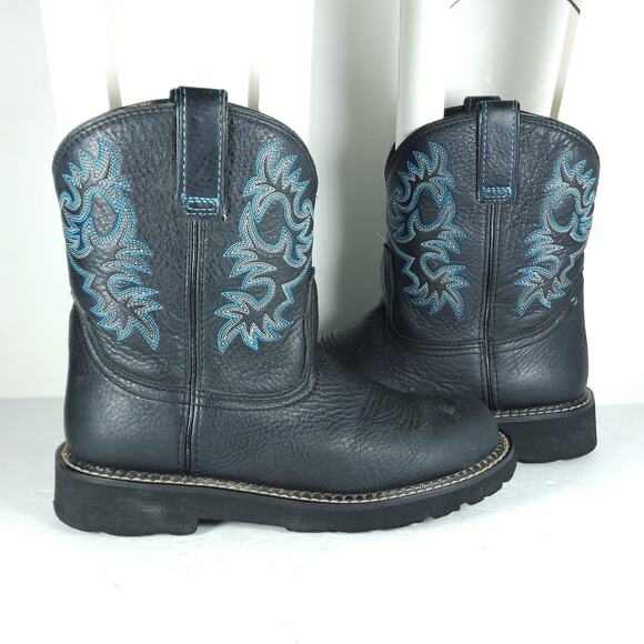 ARIAT Women's Fatbaby US8,5B Black Leather Embroidered Cowgirl Western Boots - Picture 7 of 16